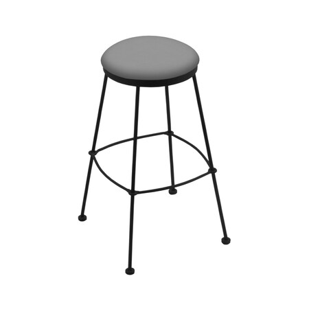 Holland Bar Stool Co 25" Stationary Counter Stool, Black Wrinkle, Canter Grey Seat 303025BW007